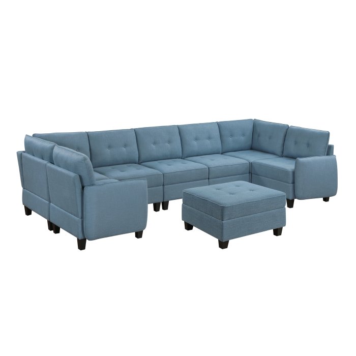 Second image of 9557BUE*8SCOT 8-Piece Sectional with Storage and Ottoman