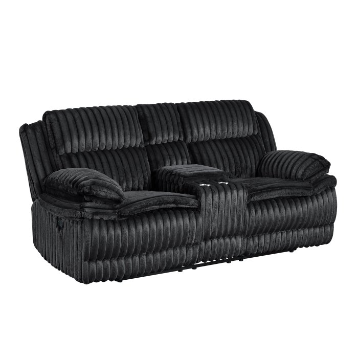 Second image of 9577BK-2 Double Reclining Love Seat with Center Console