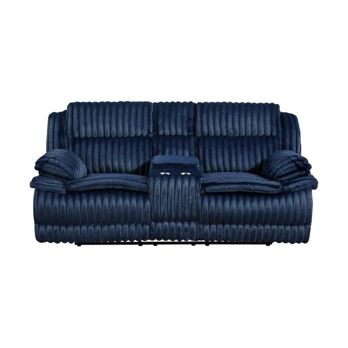 9577BU-2 Double Reclining Love Seat with Center Console