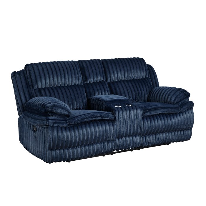 Second image of 9577BU-2 Double Reclining Love Seat with Center Console