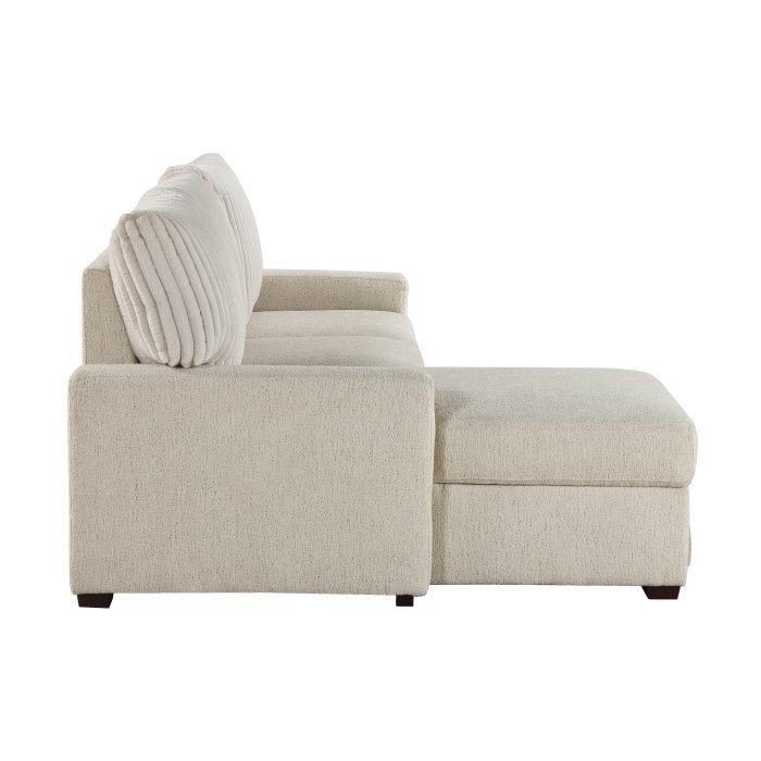 Second image of 9605BE*2LCRL 2-Piece Sectional with Left Chaise and  Drop-Down Cup holders, Storage Pouch, Pull-out Bed and Hidden Storage