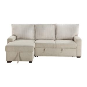 9605BE*2LCRL 2-Piece Sectional with Left Chaise and  Drop-Down Cup holders, Storage Pouch, Pull-out Bed and Hidden Storage