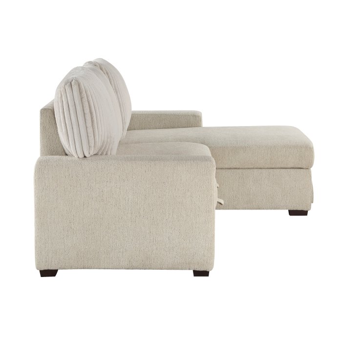 Second image of 9605BE*2LLRC 2-Piece Sectional with Right Chaise and  Drop-Down Cup holders, Storage Pouch,  Pull-out Bed and Hidden Storage