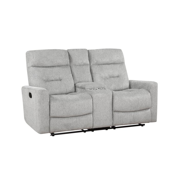 Second image of 9610GY-2 Double Reclining Love Seat with Center Console