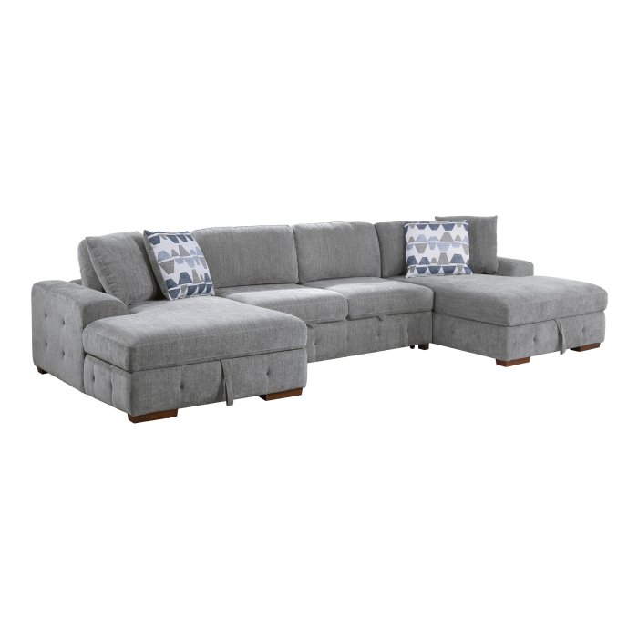 9624GY*3LCRC 3-Piece Sectional with Left and Right Chaise
