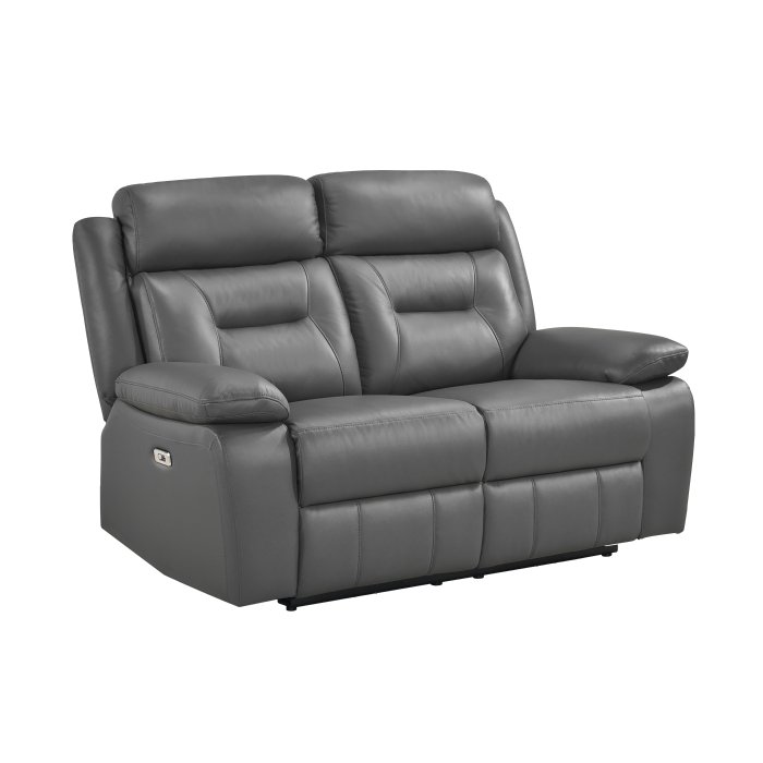 Second image of 9629DGY-2PW Power Double Reclining Love Seat