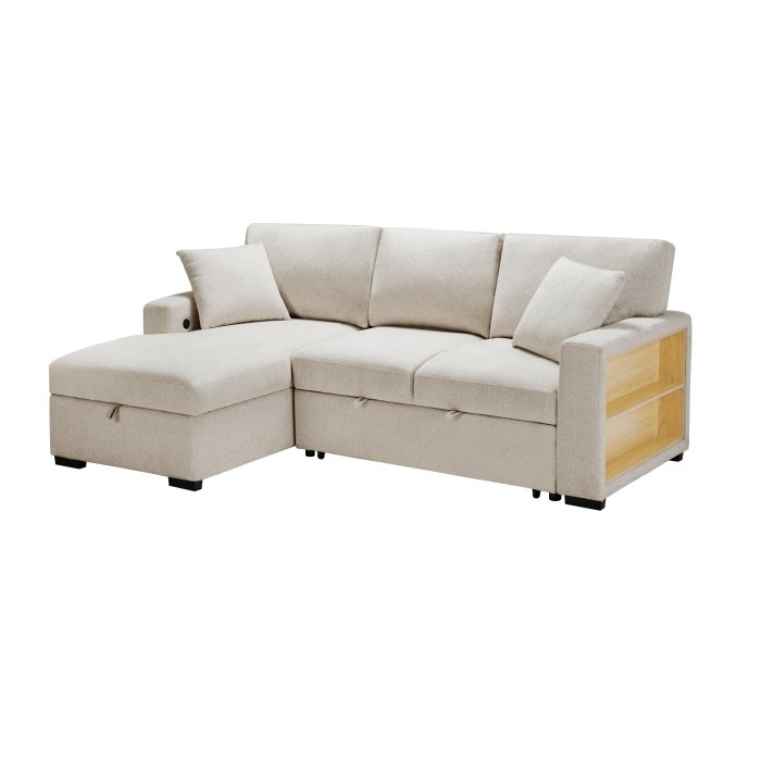 Second image of 9630BE*2LC2R Sectional with Left Chaise, Pull-out Bed and Hidden Storage, Charging Ports