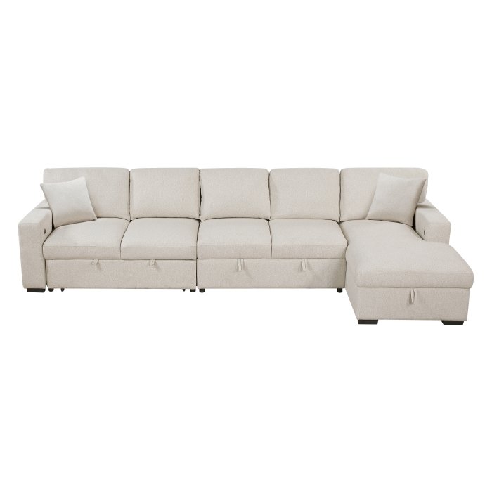 Second image of 9630BE*32LRC Sectional with Right Chaise, Pull-out Bed, Hidden Storages and Shelves, Charging Ports