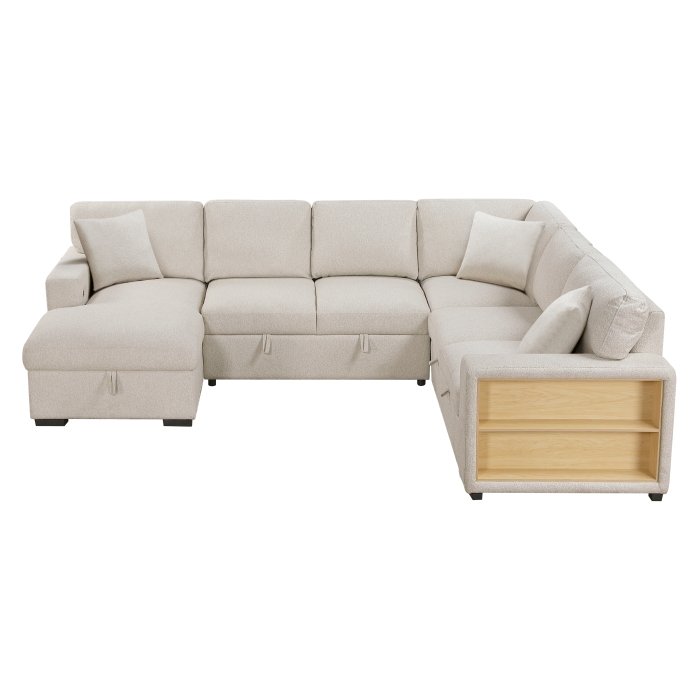 Second image of 9630BE*4LC2R Sectional with Left Chaise, Pull-out Bed, Hidden Storages and Shelves, Charging Ports