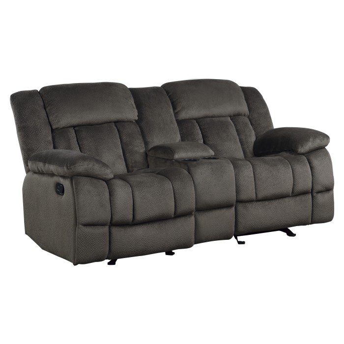 Second image of 9636-2 Double Glider Reclining Love Seat with Center Console