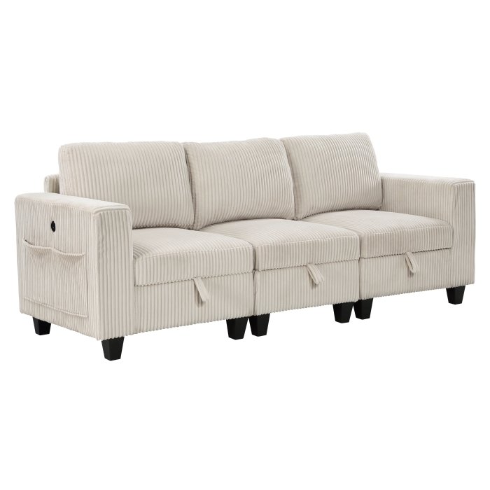 Second image of 9650NBE-3* Sofa with Storage, Storage Pouches and Charging Ports