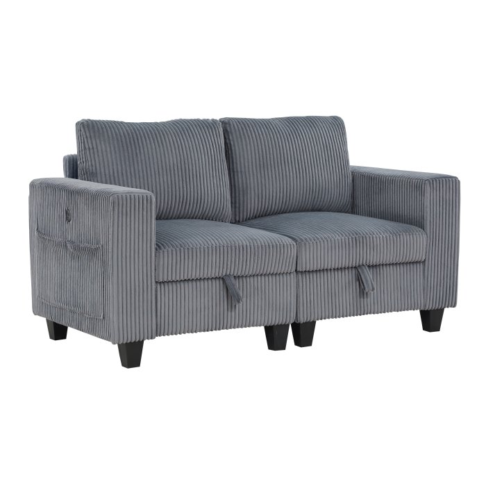 Second image of 9650NDG-2* Love Seat with Storage, Storage Pouches and Charging Ports