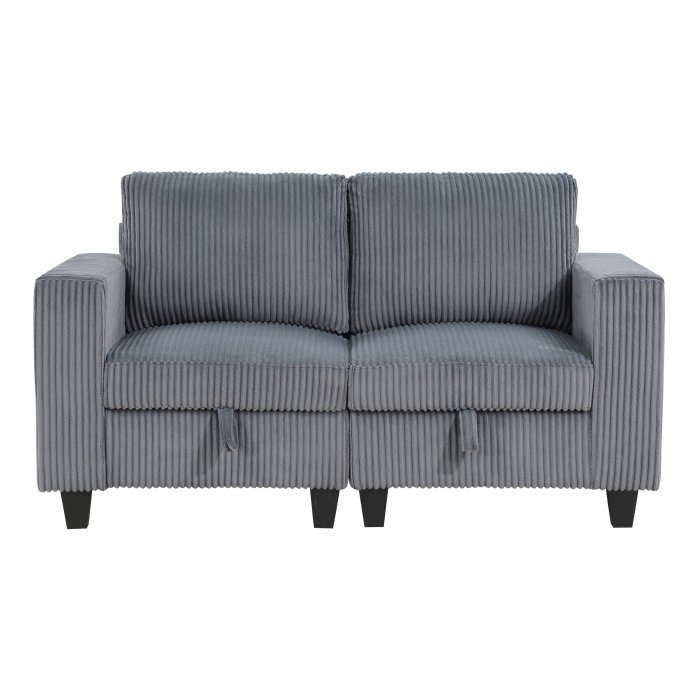 9650NDG-2* Love Seat with Storage, Storage Pouches and Charging Ports