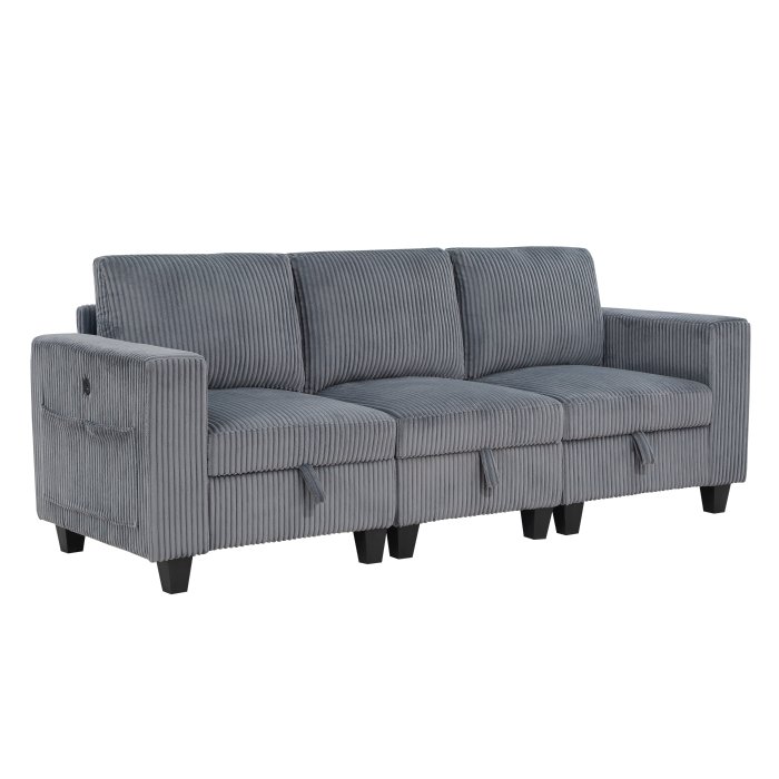 Second image of 9650NDG-3* Sofa with Storage, Storage Pouches and Charging Ports