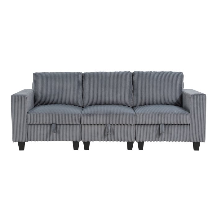 9650NDG-3* Sofa with Storage, Storage Pouches and Charging Ports