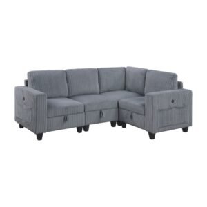 9650NDG*4SC 4-Piece Sectional with Storage, Storage Pouches and Charging Ports