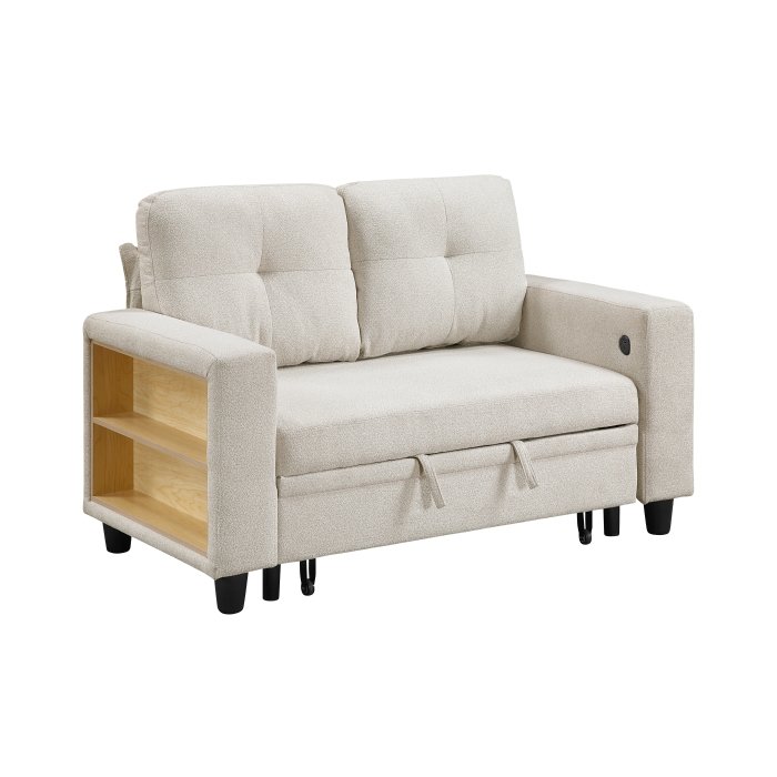 9705BE-2* Love Seat with Pull-out Bed, Shelves and Charging Ports