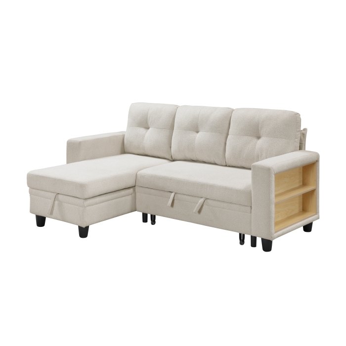 Second image of 9705BE*32AVC Sectional with Reversible Chaise, Pull-out Bed, Shelves and Charging Ports