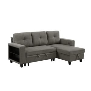 9705DB*32AVC Sectional with Reversible Chaise, Pull-out Bed, Shelves and Charging Ports