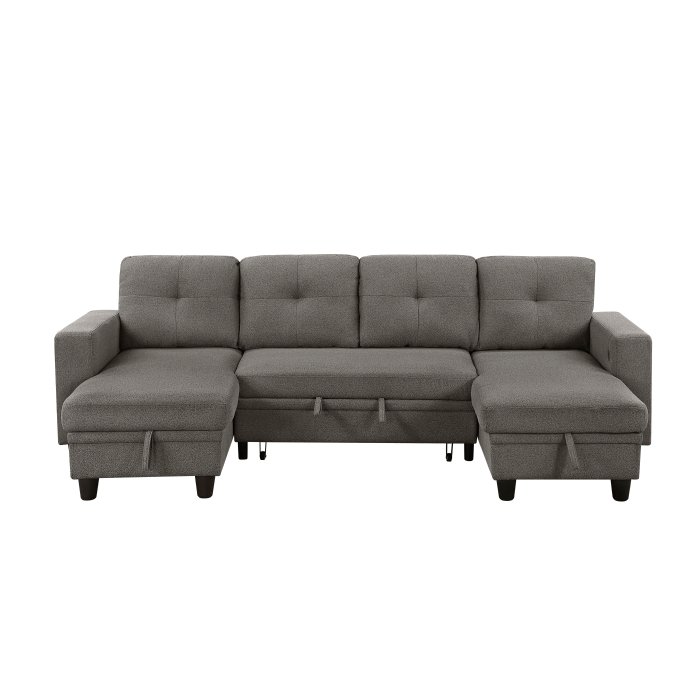 Second image of 9705DB*42AVC Sectional with Two Chaises, Pull-out Bed, Shelves and Charging Ports