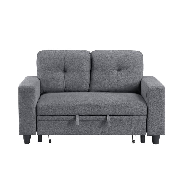 Second image of 9705GY-2* Love Seat with Pull-out Bed, Shelves and Charging Ports