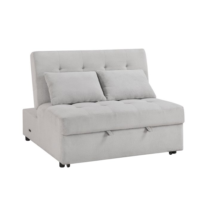 Second image of 9707GRY-2CL Convertible Armless 2-Seater with Pull-out Bed and Charging Ports