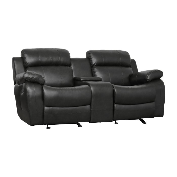 Second image of 9724BLK-2 Double Glider Reclining Love Seat with Center Console