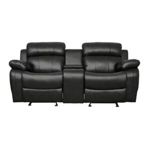 9724BLK-2 Double Glider Reclining Love Seat with Center Console