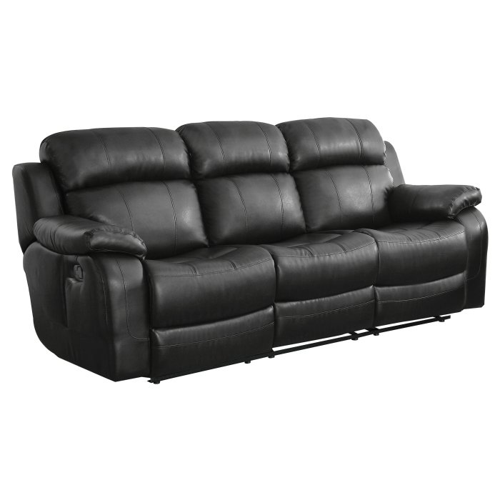 Second image of 9724BLK-3 Double Reclining Sofa with Center Drop-Down Cup Holders