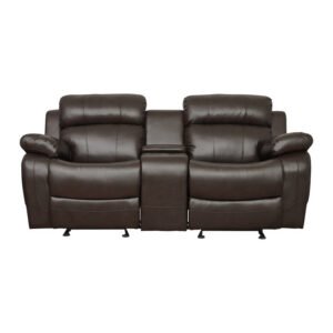 9724BRW-2 Double Glider Reclining Love Seat with Center Console