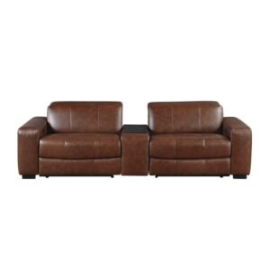 9790BRW-2CNPWH* Power Double Reclining Love Seat with Center Console, Power Headrest and Charging Ports