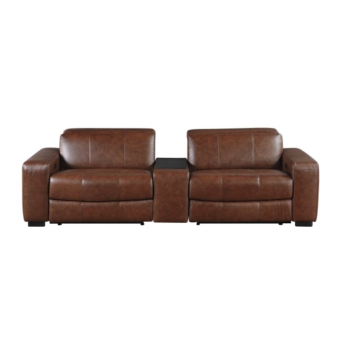 9790BRW-2CNPWH* Power Double Reclining Love Seat with Center Console, Power Headrest and Charging Ports