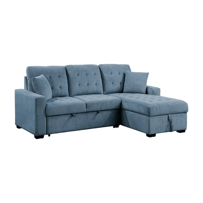 Second image of 9816BU*2LLRC 2-Piece Sectional with Right Chaise, Pull-out Bed and Hidden Storage