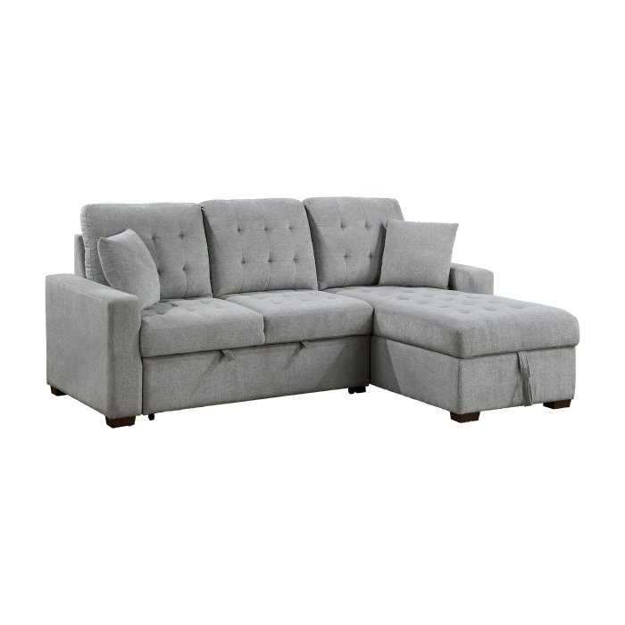 Second image of 9816GY*SC 2-Piece Sectional with Right Chaise, Pull-out Bed and Hidden Storage