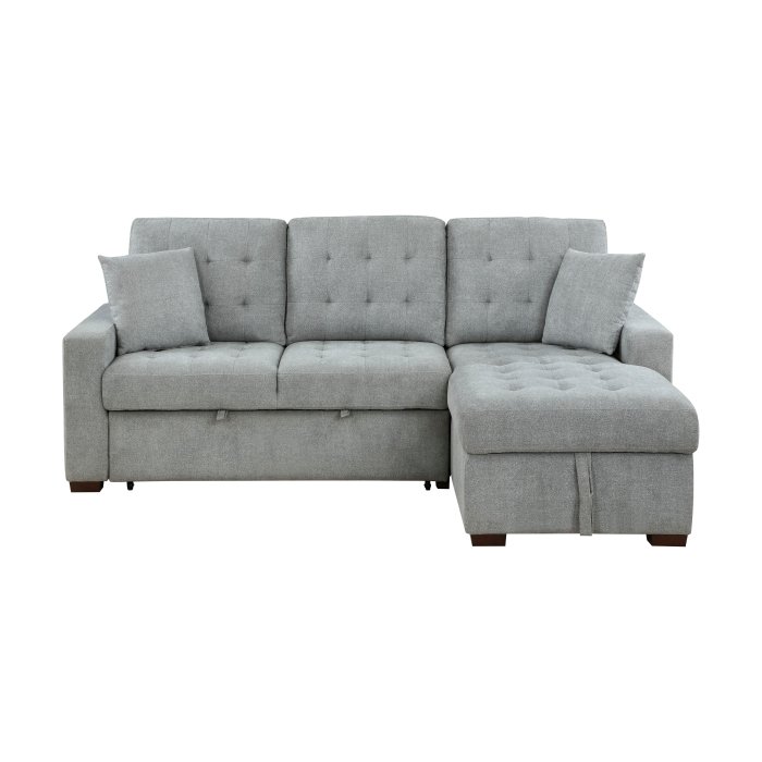 9816GY*SC 2-Piece Sectional with Right Chaise, Pull-out Bed and Hidden Storage