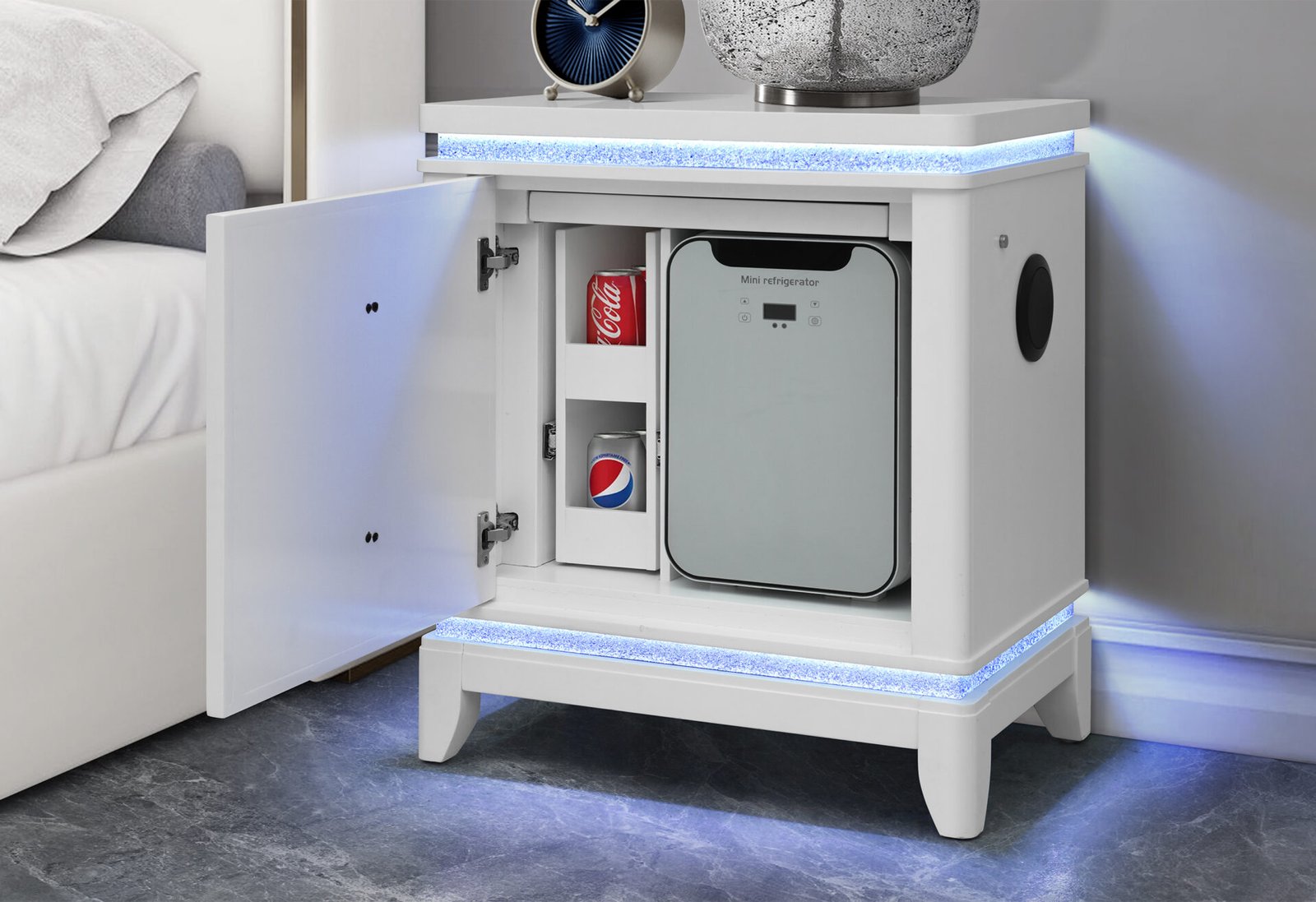 Second image of ALINA WHITE QUEEN BED GROUP WITH LED, COOLER, SPEAKER AND USB