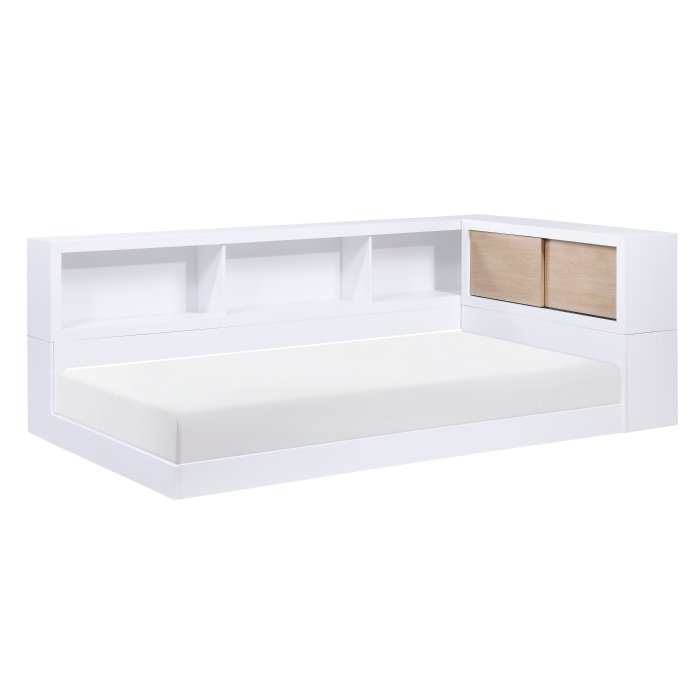 B2012BCT-1BC* Twin Bookcase Corner Platform Bed