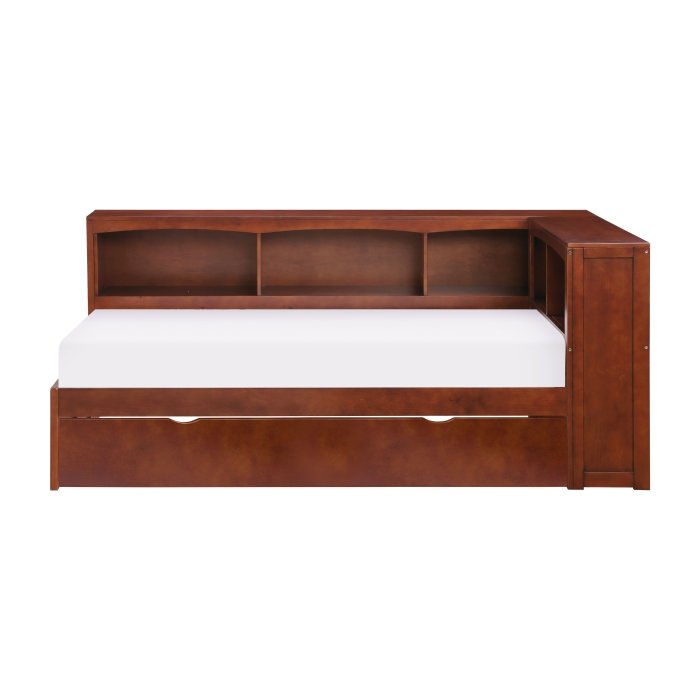 Second image of B2013BCDC-1BCR* Twin Bookcase Corner Platform Bed with Twin Trundle