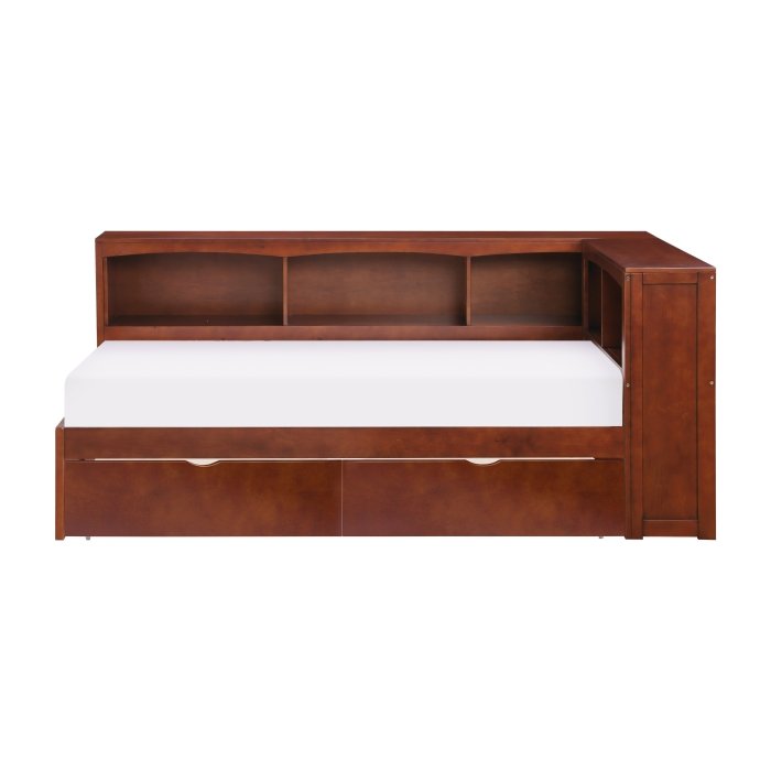 Second image of B2013BCDC-1BCT* Twin Bookcase Corner Platform Bed with Storage Boxes