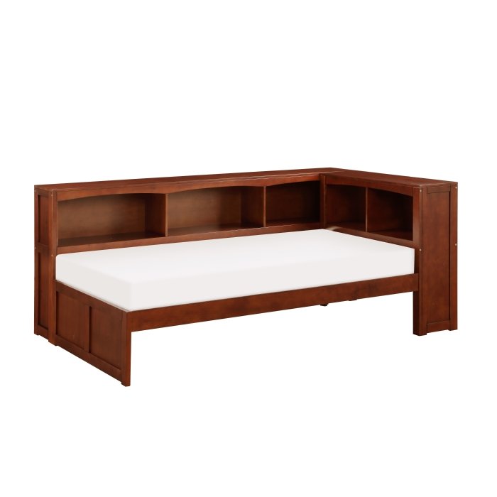B2013BCDC-1BC* Twin Bookcase Corner Platform Bed