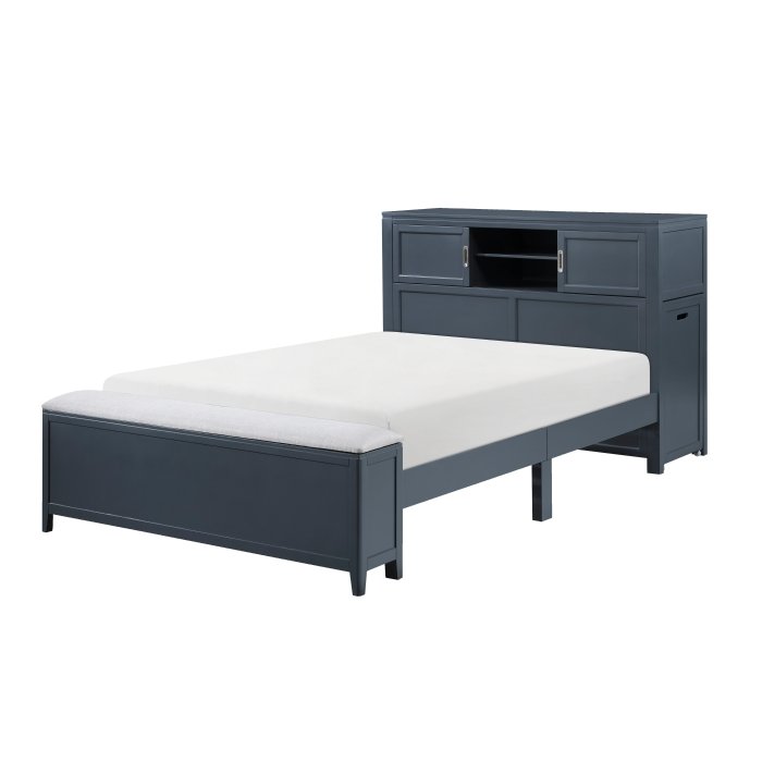 Second image of B2024BUBCF-1* Full Bookcase Platform Bed with Hidden Desk, Stool and Storage Bench