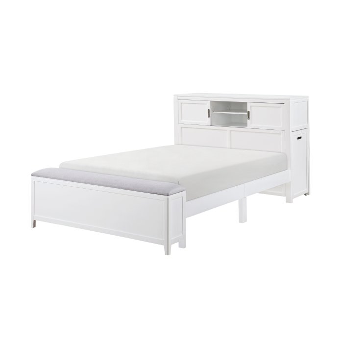 Second image of B2024WHBCF-1* Full Bookcase Platform Bed with Hidden Desk, Stool and Storage Bench