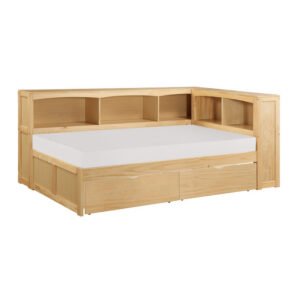 B2043BC-1BCT* Twin Bookcase Corner Platform Bed with Storage Boxes