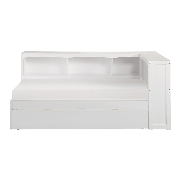 Second image of B2053BCW-1BCT* Twin Bookcase Corner Platform Bed with Storage Boxes