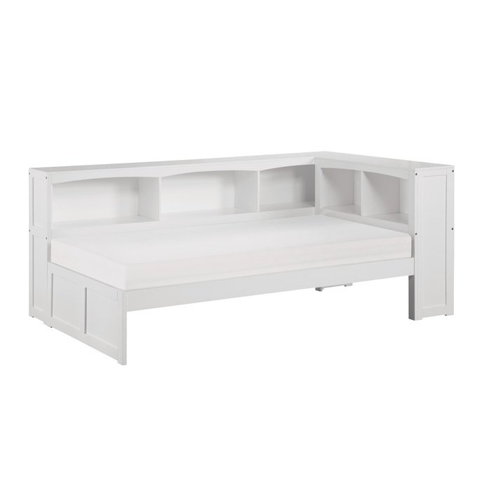 B2053BCW-1BC* Twin Bookcase Corner Platform Bed