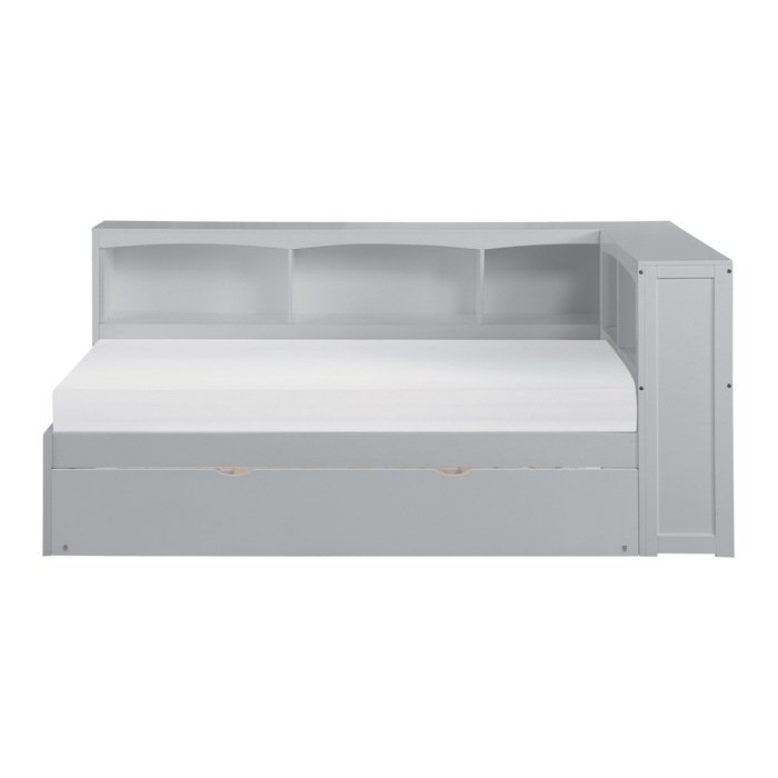 Second image of B2063BC-1BCR* Twin Bookcase Corner Platform Bed with Twin Trundle