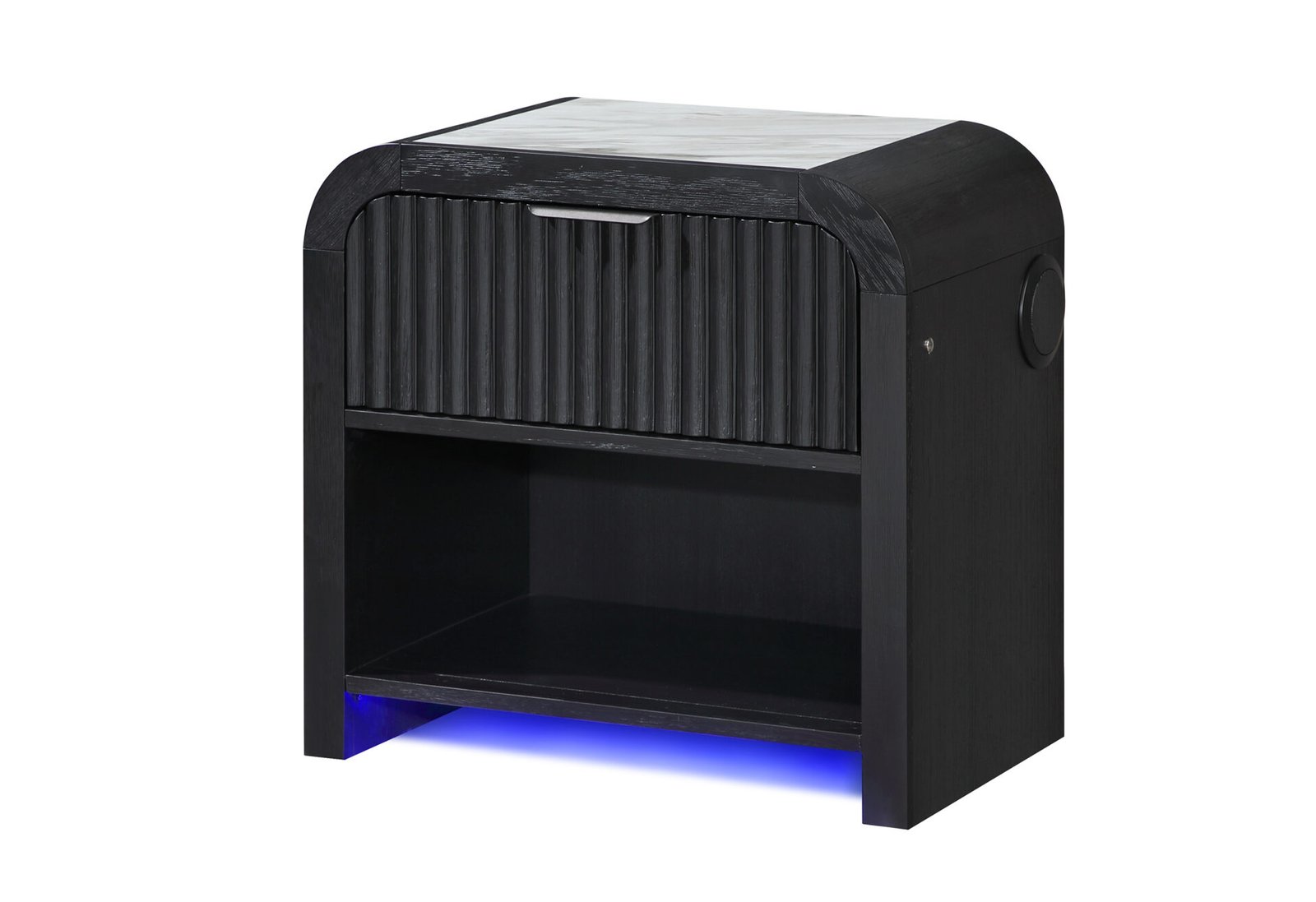 Second image of BECKETT WHT/BLK NIGHTSTAND W/LED & SPEAKER
