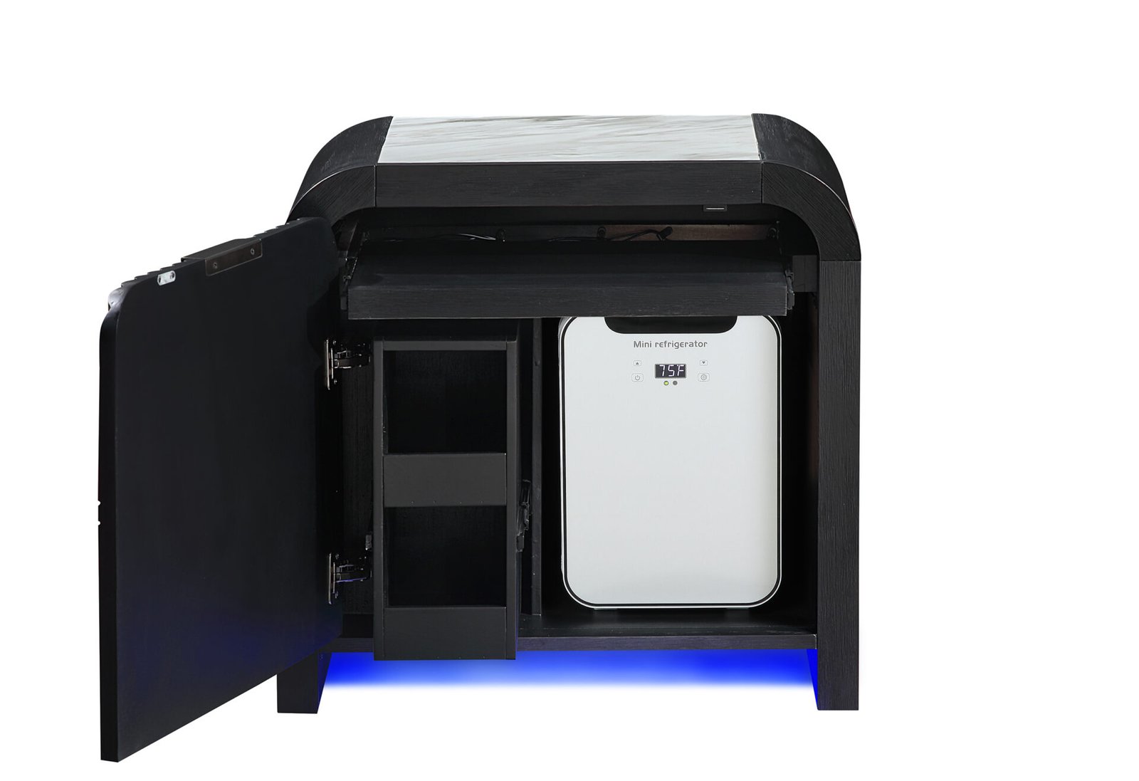 Second image of BECKETT WHITE/BLACK NIGHTSTAND WITH LED, COOLER AND SPEAKER