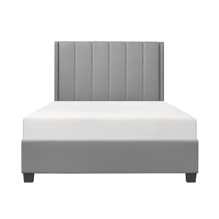 Second image of BHE5876FGY-54* 54" Full Size Gray Vinyl Platform Bed  (Regular Full Size Platform Bed with Mattress inside Rails and Footboard)