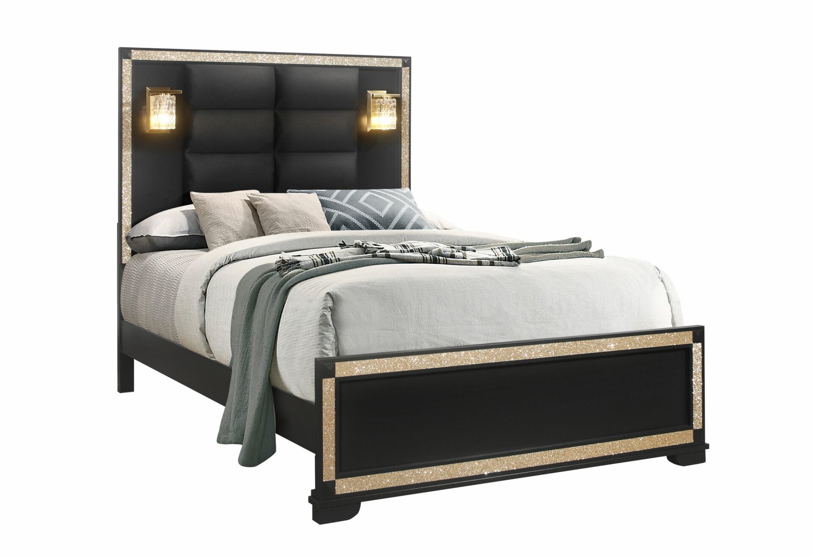 Second image of BLAKE BLACK QUEEN BED WITH LAMPS